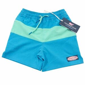 NWT- Vineyard Vines Aqua and Teal Swim Trunks size 6